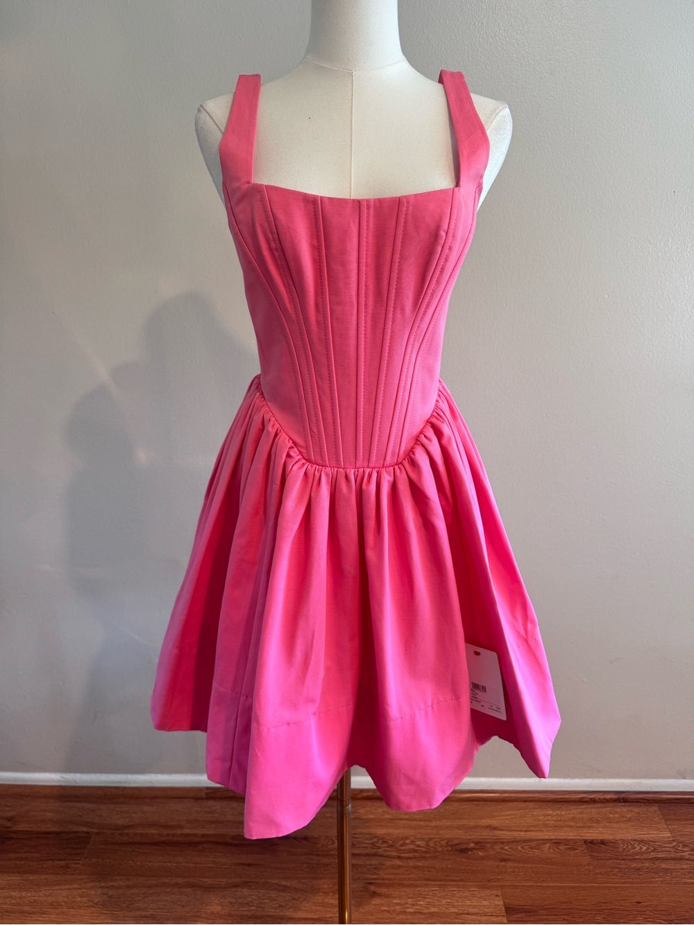 STAUD Landscape Corset Minidress Coral Pink Size 8 NWT